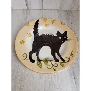 Dario Fatticci black cat plate Halloween‎ home decor vintage